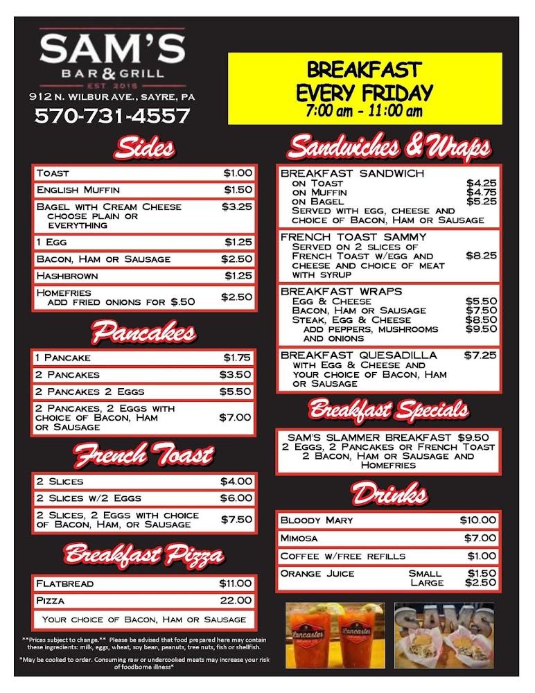 Sam's Bar & Grill Menu image 3