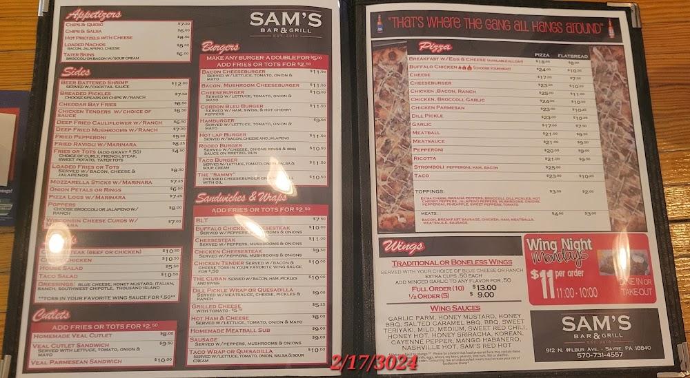 Sam's Bar & Grill Menu image 4